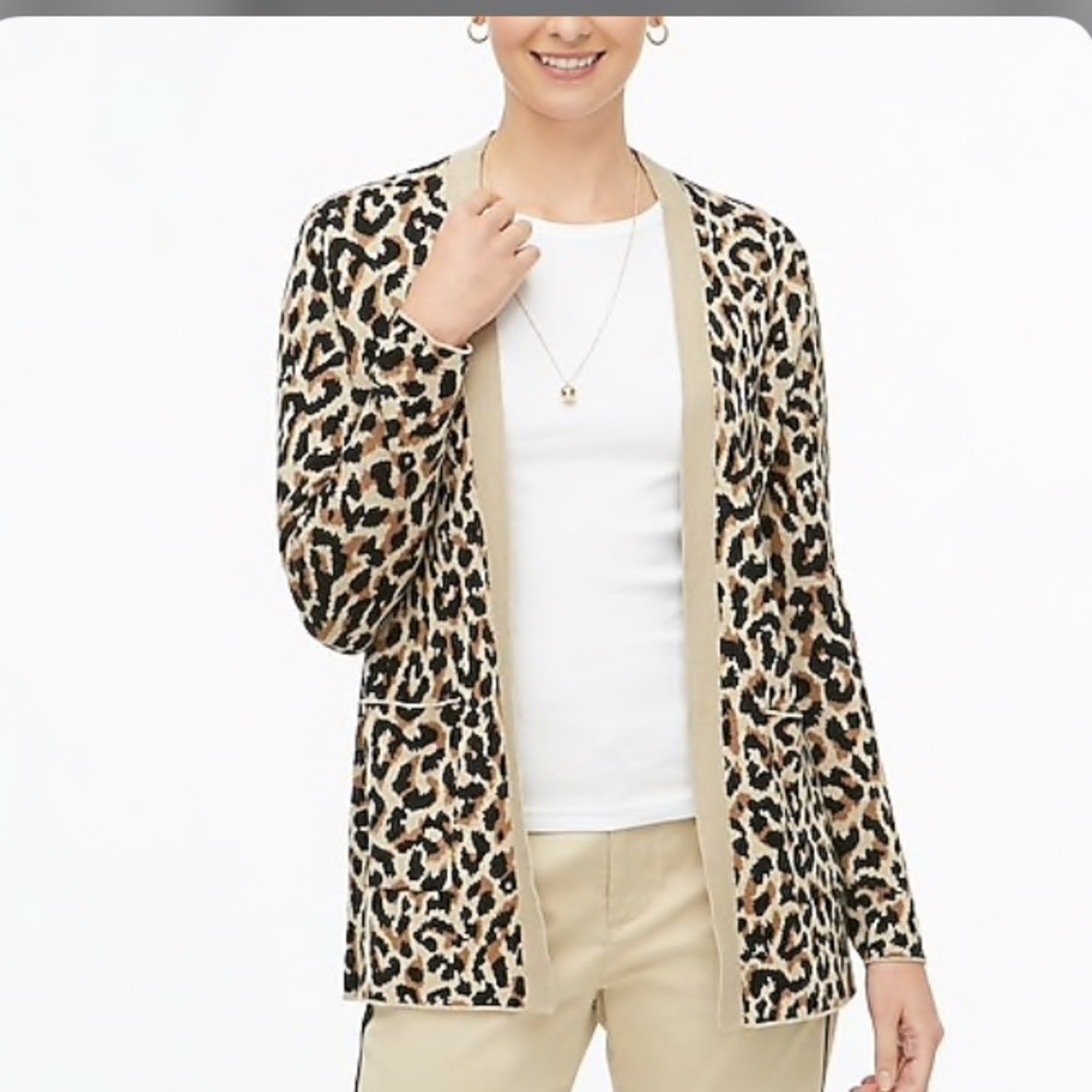 J. Crew leopard open cardigan size small